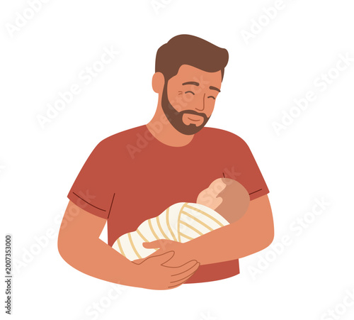 Farther Holding Newborn Baby
