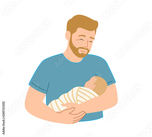 Farther Holding Newborn Baby