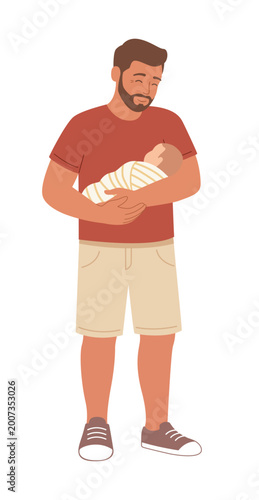Farther Holding Newborn Baby