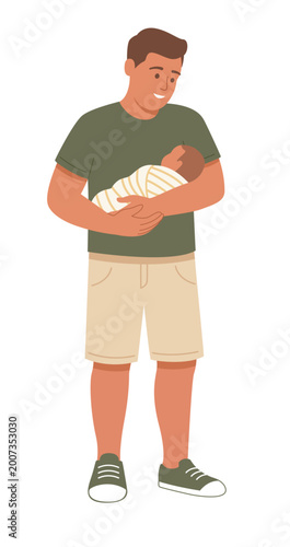 Farther Holding Newborn Baby