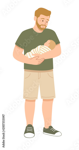 Farther Holding Newborn Baby