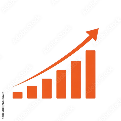 Free Download Orange bar chart with upward trending arrow isolated on a transparent background - GFXLoad