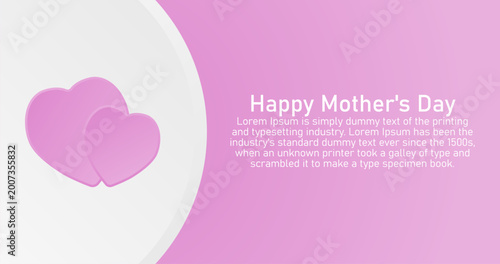 Mother's day Poster Template with pink hearts and Text