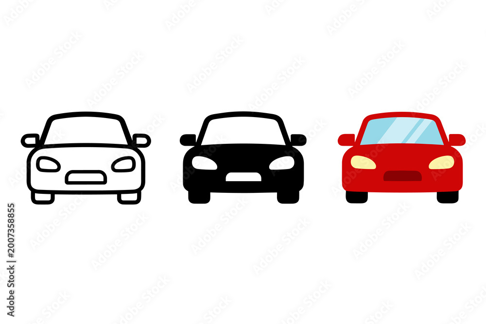 Fototapeta premium Stylized Car with Windshield Silhouette Vector Illustration