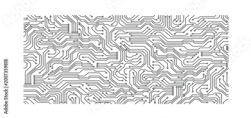 Computer motherboard seamless pattern, circuit board seamless background. Motherboard or circuit board pattern of microchip, vector illustration.