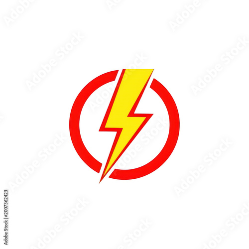 Free Download Yellow lightning bolt inside a red circle isolated on a transparent background - GFXLoad