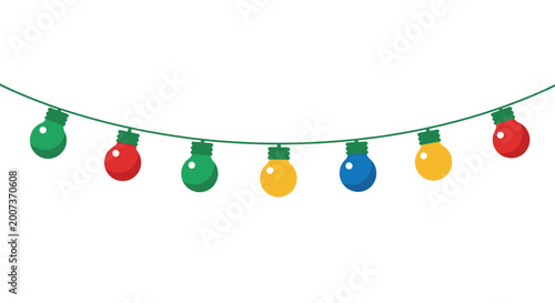 Colorful String Lights Garland Festive Decoration - Green Red Yellow Blue Bulbs