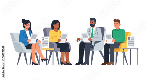 Diverse business team in a meeting, reviewing documents and collaborating