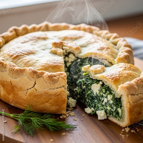 Delicious Spinach Pie with Fresh Ingredients and Golden Crust.