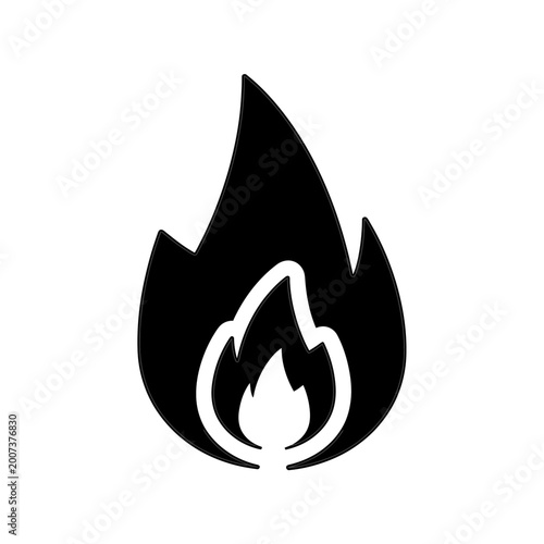 Black flame icon on white background.
