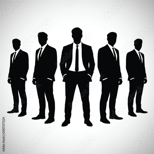 Dynamic silhouette representation of a successful business team, embodying unity, leadership, and the power of collaboration in a corporate environment, ready for strategic goals