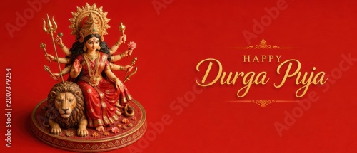Happy Durga Puja social media post banner hindu festival