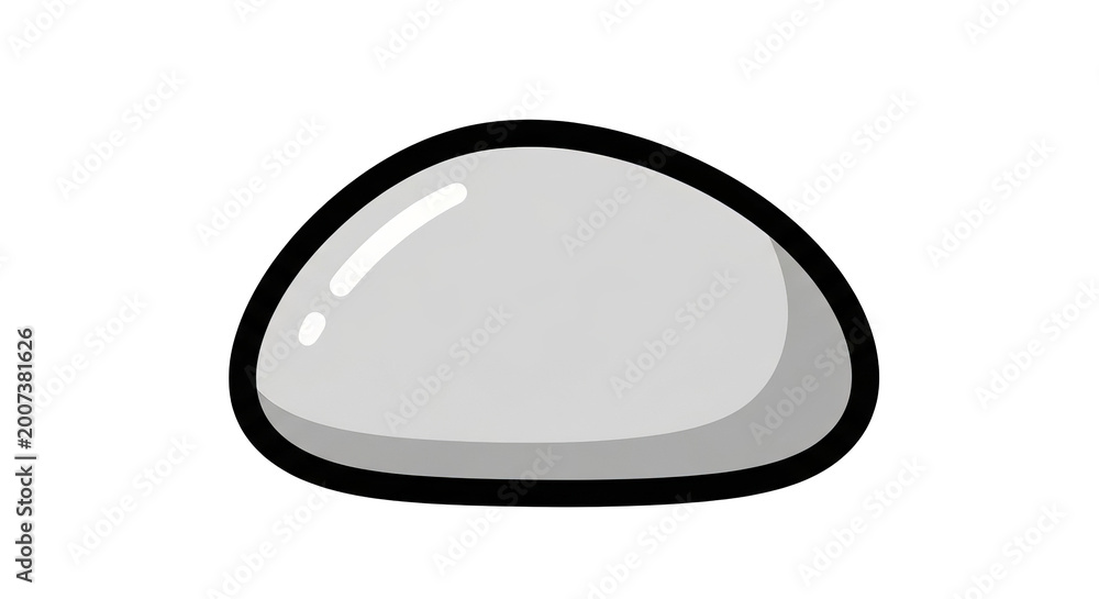 Obraz premium Smooth gray stone with a glossy sheen and thick black outline.