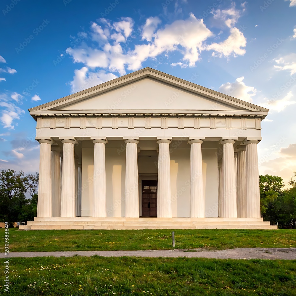 Obraz premium A white classical building with columns and a triangular roof