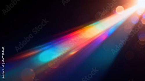 Colorful light beam with bokeh effect