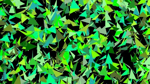 abstract triangles green leaves on black