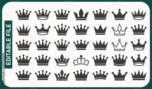 Εκτύπωση καμβά Crown icons set. Crown symbol collection. Vector illustration