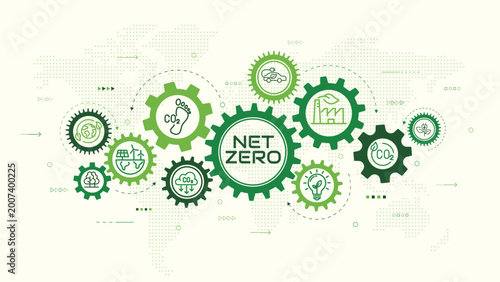 Foto Concept of Net zero greenhouse gas emissions target