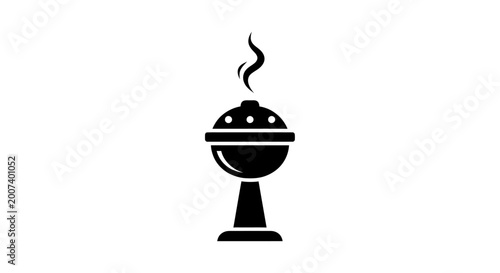 Photos Black silhouette of a smoking grill.
