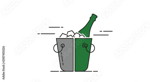 фотографія Champagne bottle in ice bucket.