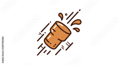 Photos Cartoon Orange Juice Splashing Can.