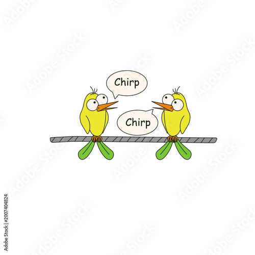 Принти на полотні Sparrows chirp on the Wire isolated transparent background
