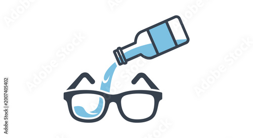 Bild auf Leinwand Glasses with cleaning solution spray.