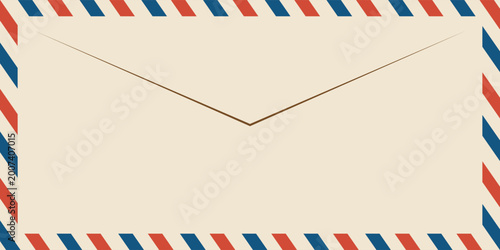 Bild auf Leinwand Airmail envelope frame with blue and red stripes on white background