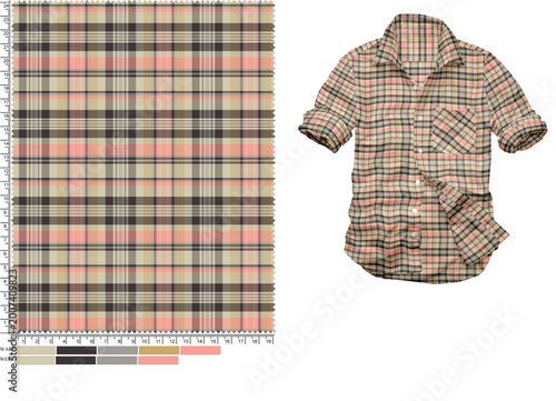 Foto A vintage red checkered cotton plaid shirt with a classic pocket design and text