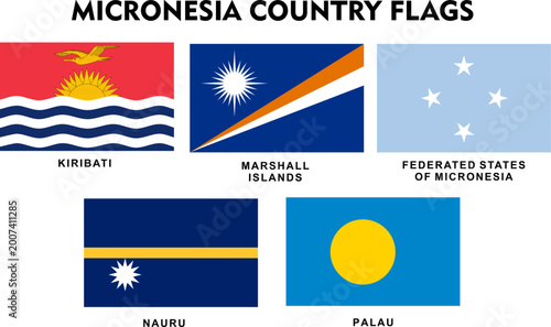 Canvastavla Oceania Micronesia Country Flags Collection Vector Set Isolated on white Backgro