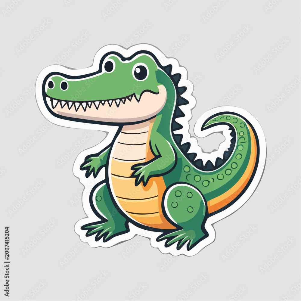 Fototapeta premium Cute Cartoon Alligator Sticker