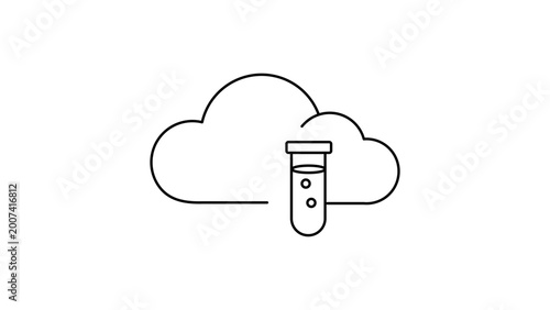 Tableau sur toile Biotech cloud vector icon featuring editable stroke for biotechnology research and digital science data storage illustration in a minimalist black line style perfect for laboratory branding