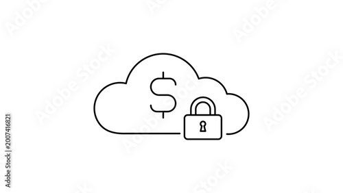 Tableau sur toile Fintech cloud vector icon illustration featuring a minimalist cloud with a dollar sign symbol, perfect for financial technology designs with an editable stroke for easy customization of line weight