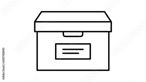 Archive box minimalist black line vector icon with editable stroke on white background. Clean cardboard storage illustration for business organization and document management. Scalable outline design.