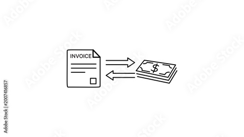 Tableau sur toile Minimalist black line vector icon of an invoice factoring document, featuring an editable stroke for professional customization