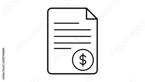 Tableau sur toile Professional minimalist black line vector icon of a billing document with a total amount, featuring an editable stroke for easy customization