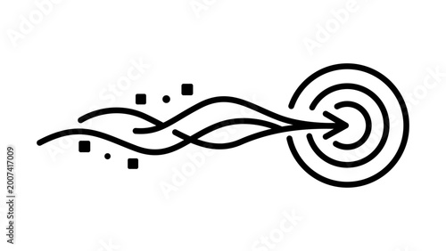 Data stream flow vector icon illustration with editable stroke, minimalist wavy lines representing information transmission and digital connectivity on white background for modern design style.