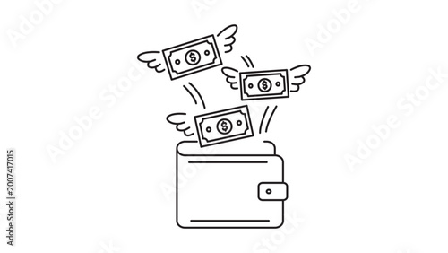 Obraz na plátně Inbound pecuniary restoration graphic with legal tender gliding into a leather pouch, representing personal treasury gains and governmental payout returns for accounting purposes