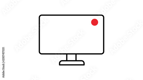 Foto Screen Record V1 minimalist black line vector icon with editable stroke representing a screen with recording indicator, clean outline illustration for digital media and video production tools