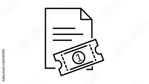 Professional support ticket vector icon showing a document with customer service symbol and editable stroke, ideal for help desk, client assistance, and business communication illustration.