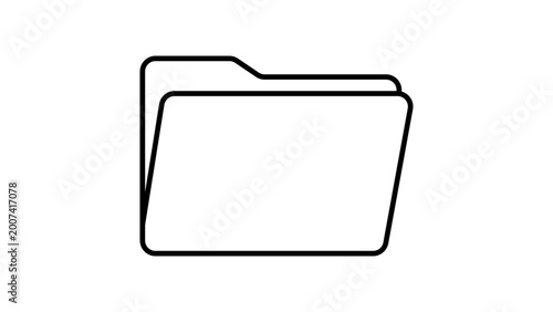 Photography Classic file folder minimalist black line vector icon for document organization with editable stroke, clean outline illustration for office management and digital data storage interface design