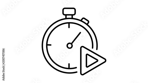 Modern time tracking vector icon showing a sleek stopwatch for project management with editable stroke, ideal for workflow optimization, business timing, and productivity app illustration.
