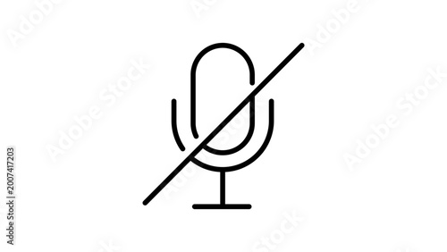 Schilderij op canvas Silenced vocal recorder icon for streaming tools and voice chat apps, illustrating a deactivated microphone with a flexible outline stroke for clean user interface configuration menus