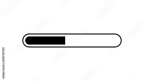 Modern horizontal progress bar vector icon with an editable stroke, ideal for visualizing data upload, system processing, and step-by-step completion in a professional minimalist design.