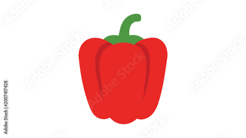 Vászonkép Modern flat vector icon of a fresh bell pepper isolated on a white background, high quality professional food illustration for culinary apps, healthy eating, cooking recipes and vegetable design