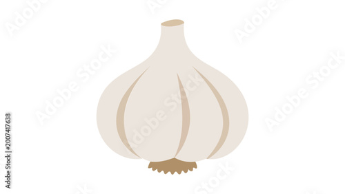 Slika na platnu Contemporary garlic head flat vector graphic on a plain backdrop, utilizing sleek dark contours and a stripped-back plant motif for culinary tutorials, recipe websites, and spice packaging