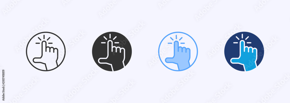 Fototapeta premium One Click Icon Set Color Multiple Style Collection Illustration