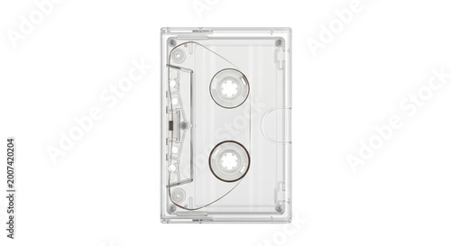 Konstfotografi Clear transparent cassette tape in plastic case on transparent background