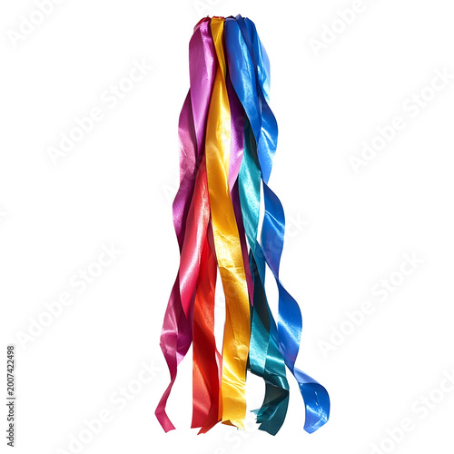Front view of a streamers for New Year's isolated on a white transparent background