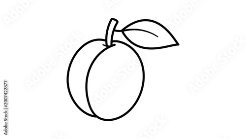 Cuadro en lienzo Modern black line vector icon of a ripe plum with an editable stroke, showcasing minimalist style and customizable line weight, ideal for professional food illustrations and organic fruit symbols